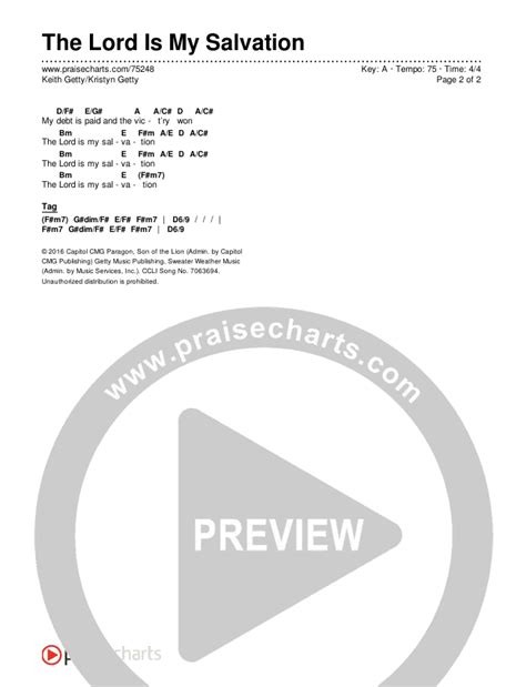 The Lord Is My Salvation Chords PDF (Keith & Kristyn Getty) - PraiseCharts