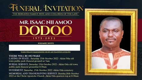 Funeral Invitation card, designed by Oppomence graphics in Ghana (0247369275) Funeral Invitation ...