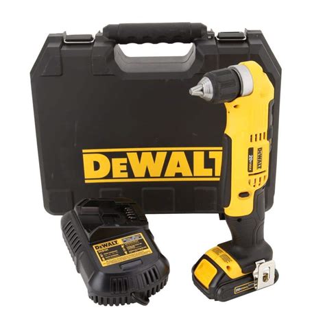 DEWALT 20-Volt Max Lithium-Ion Cordless Compact Right Angle Drill Kit ...