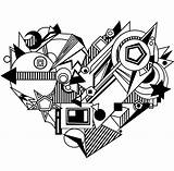 Geometric Heart Coloring Pages sketch template