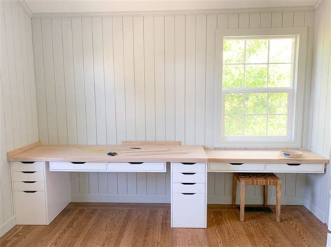 DIY desk built-in with Ikea Alex desk & drawer hack | Ikea home office, Ikea home, Ikea alex desk
