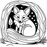 Happy fox In Cozy den coloring Page Lulu Pages sketch template