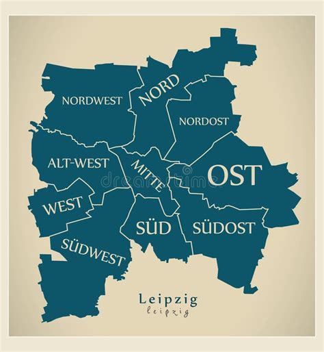 Modern City Map - Leipzig City of Germany with Boroughs and Titles DE Stock Vector ...