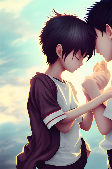 Anime girl and boy kissing | Wallpapers.ai