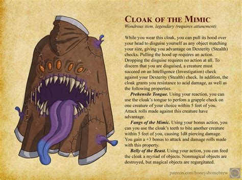 Cloak of the Mimic by HoneysHomebrew on DeviantArt | Dnd dragons, Dungeons and dragons classes ...