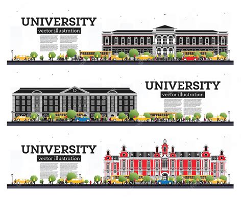 Premium Vector | University Campus Set Study Banners Isolated on White Vector Illustration ...