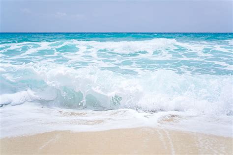 blue, ocean waves, sandy, beach, Blue ocean, sandy beach, nature, coast, holidays, landscape ...