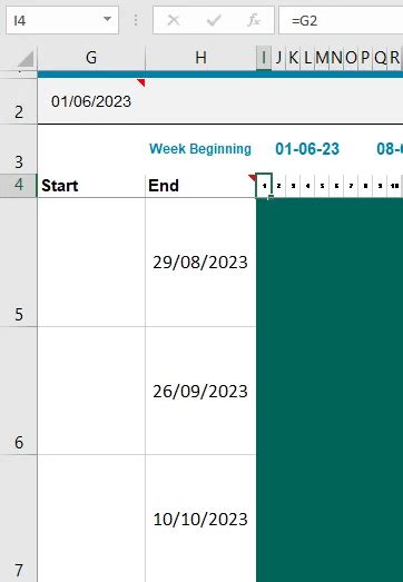 Conditional Formatting - Gantt Chart formula : r/excel