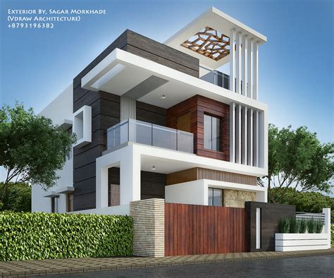 Exterior By, Sagar Morkhade (Vdraw Architecture) +8793196382 | 3 storey house design, Bungalow ...