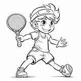 Premium Vector  Tennis Player With racket And ball Coloring Book For sketch template