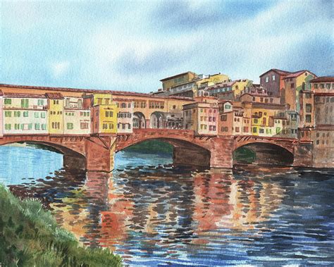 Florence Italy Watercolor Ponte Vecchio Painting by Irina Sztukowski - Pixels