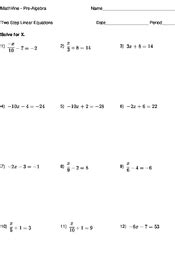 Two Step Linear Equations - MathVine.com