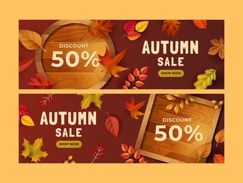 Free Vector | Realistic horizontal sale banner template for fall season celebration