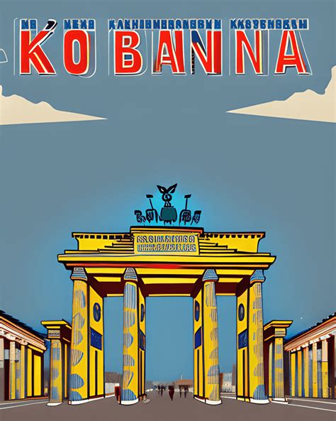 Berlin Brandenburg Gate 80s Retro North Korea Travel Poster · Creative Fabrica