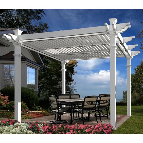 Vita 10' x 10' Avalon Louvered White Vinyl Pergola VA42062 - Walmart ...