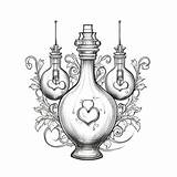 Esboço De Desenho Poção Amor Dos Namorados Para Colorir PNG  sketch template