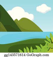 730 Poster Lake Forest Landscape Vector Illustration Clip Art | Royalty Free - GoGraph