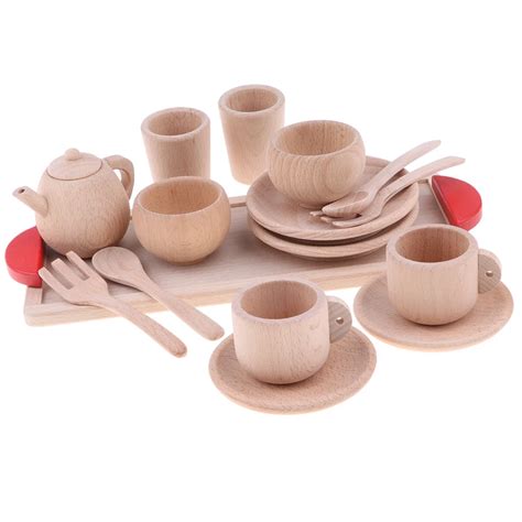 Aliexpress.com : Buy 16 piece Wooden Tea Set Toy Pretend Play Toy Kids Tea Set Toys Solid Beech ...