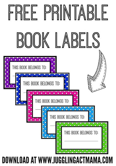 Free Printable Book Labels - Juggling Act Mama | Book labels, Printable ...