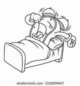 Coloring Illustration Yawning Cartoon Alarm Clock Stock Vector Royalty  sketch template