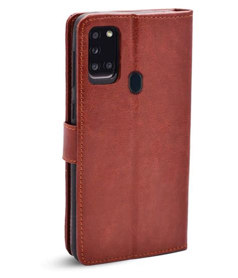 Buy Samsung Galaxy A21S Flip Cover by Prem Brothers - Brown premium quality Online at Best Price ...