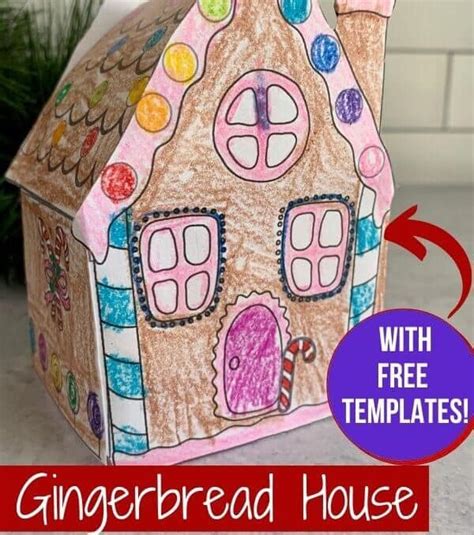 Easy Gingerbread House Crafts for Kids with FREE Printable Template!