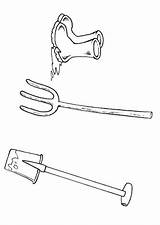 Coloring Page Boots Shovel pitchfork  Free Printables Img 10378 sketch template