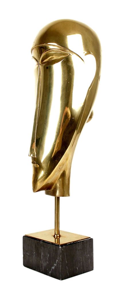 Large Art Deco Brass Woman Sculpture, Tribal Inspired Style, 1930s Modernist For Sale at 1stdibs