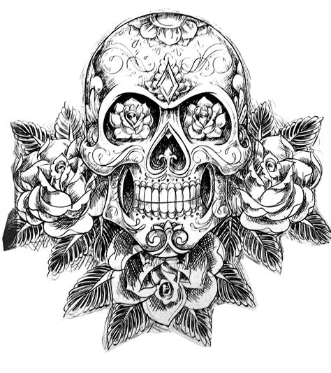 coloring-tatouage-skull-skeleton, From the gallery : Tattoo Mexican ...