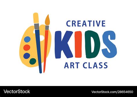 Kids art class flat logo creative Royalty Free Vector Image