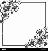 Black And White Ornate flower Squere Frame Decorative border For  sketch template