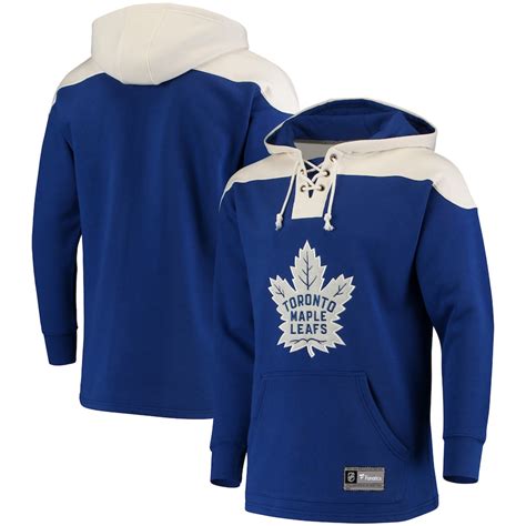 Men's Toronto Maple Leafs Fanatics Branded Blue Lace-Up - Pullover Hoodie