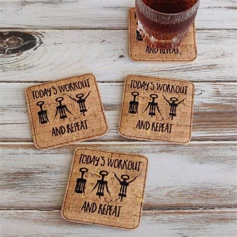 Funny Coasters Wine Drink Coaster Fitness Humor | Etsy