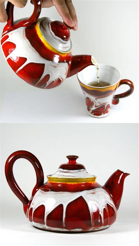 Red Ceramic Teapot Handmade Pottery Tea Kettle Clay Tea Pot | Etsy | Ceramic teapots, Functional ...