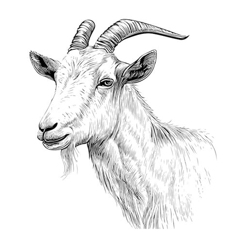 Premium Vector | Portrait of goat head sketch hand drawn engraving style Vector illustration