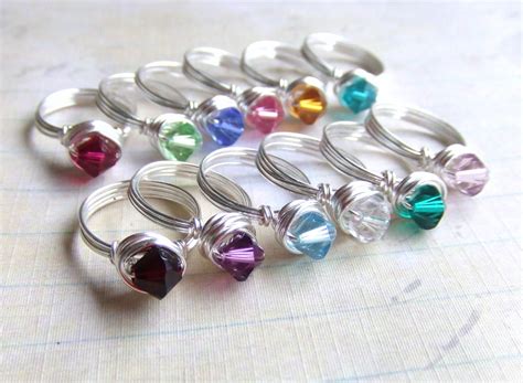 Girl's Birthstone Rings Set of 5 Swarovski by deannewatsonjewelry