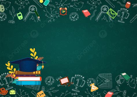 Hand Drawn School Supplies Graduation Cap Blackboard Background Education, Graduation Background ...