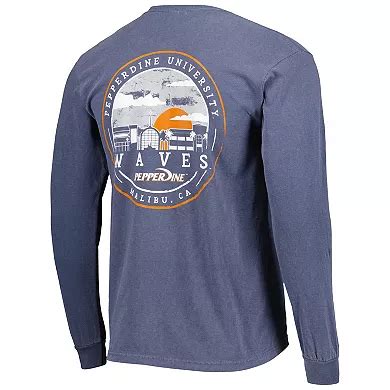 Men's Navy Pepperdine Waves Circle Campus Scene Long Sleeve T-Shirt