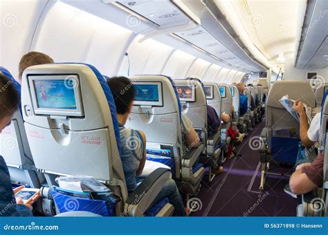 Airplane interior editorial stock photo. Image of seat - 56371898