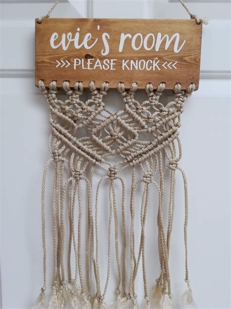 Custom Wood Sign With Macrame Bohemian Style Wall Hanging | Etsy in 2021 | Macrame knots pattern ...