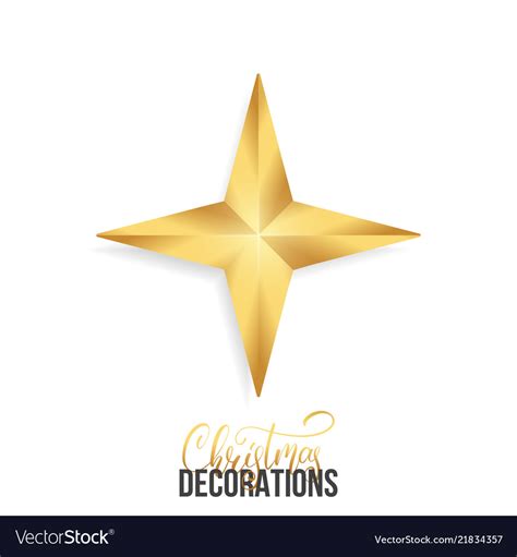 Christmas star shiny gold realistic Royalty Free Vector