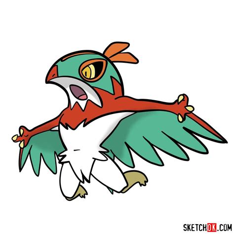 How to draw Hawlucha Pokemon - Sketchok easy drawing guides