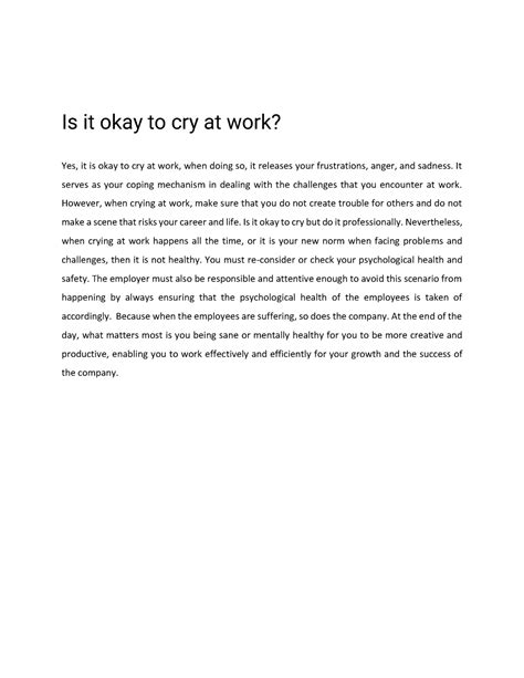 Is it okay to cry at work - Is it okay to cry at work? - Is it okay to ...