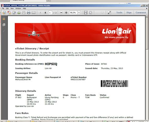 Print Tiket Lion – newstempo