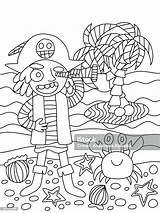 Pirate With Tricorn Hat And Spyglass Is On Coast Crab Sees  sketch template