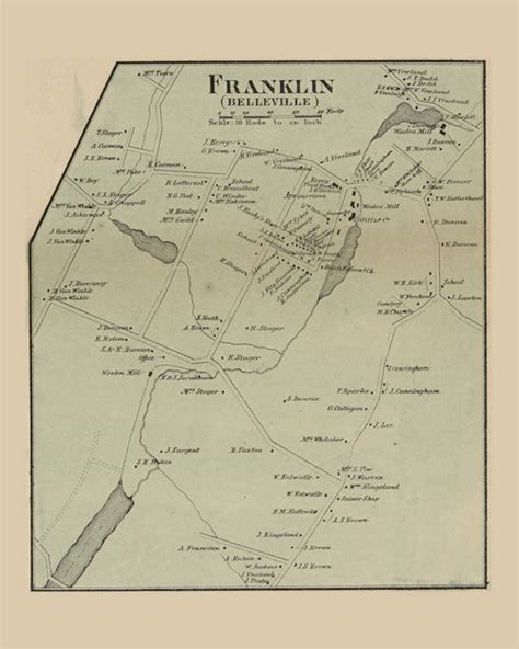 Frankliln Village, New Jersey 1859 Old Town Map Custom Print - Essex Co. - OLD MAPS