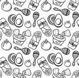 Mexican food coloring Page Pattern 15565054 Vector Art At Vecteezy sketch template