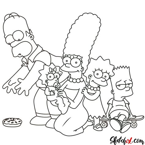 How to draw the Simpsons family together - Sketchok easy drawing guides ...