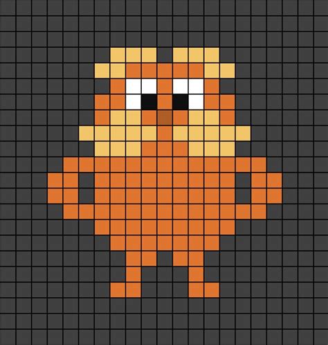 A pixel art template of the Lorax character. Easy Pixel Art, Pixel Art ...