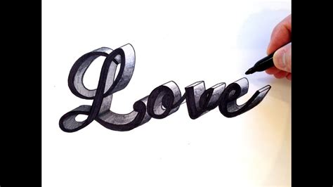 How to Draw Love in Cursive 3D - YouTube